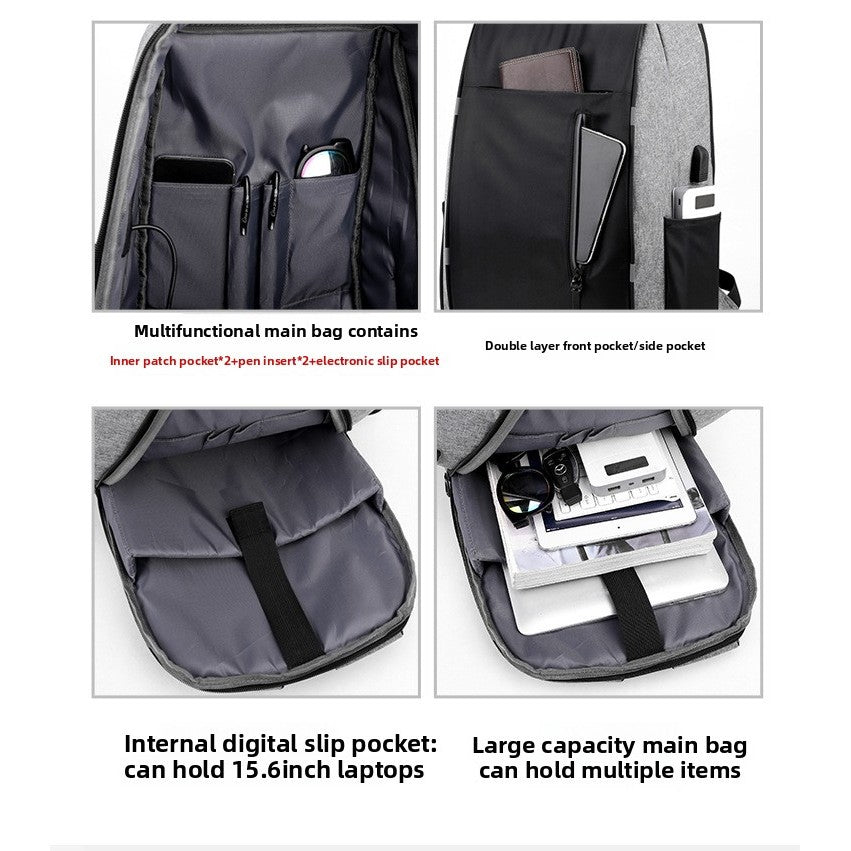 Men Laptop Backpack 15.6 Inch Waterproof Large Capacity USB Charging Casual Travel Bag Pack School