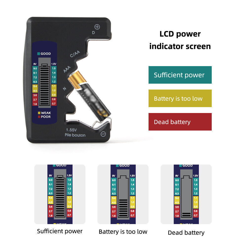 Universal Digital Battery Tester BT-886 LCD Display Battery Checker Meter AA AAA C D 9V Button Cell