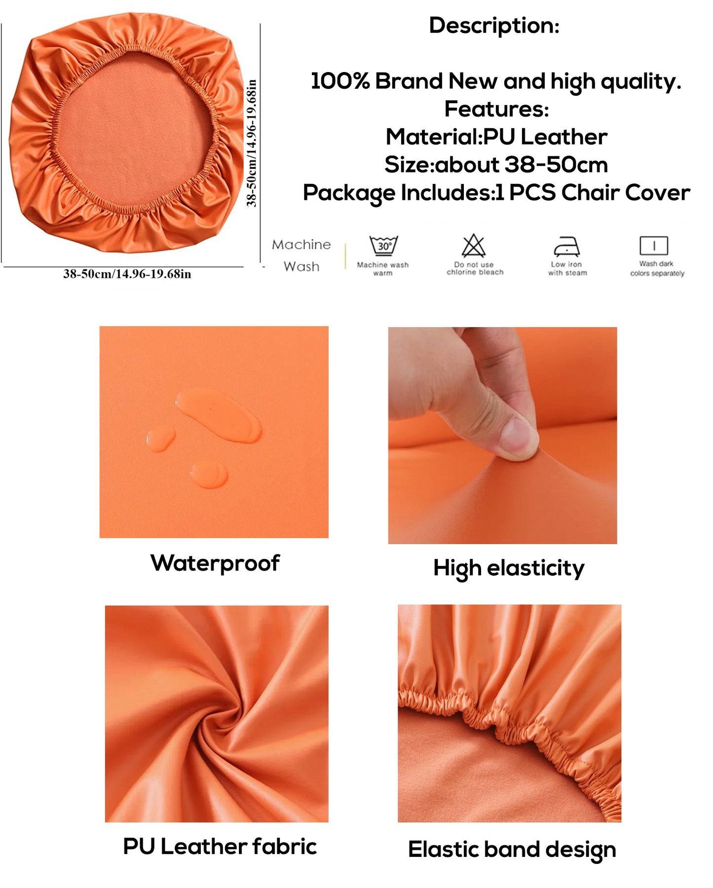 Waterproof Office Chair Seat Cover PU Leather Chair Seat Cover Elastic Computer Chair Seat Cover