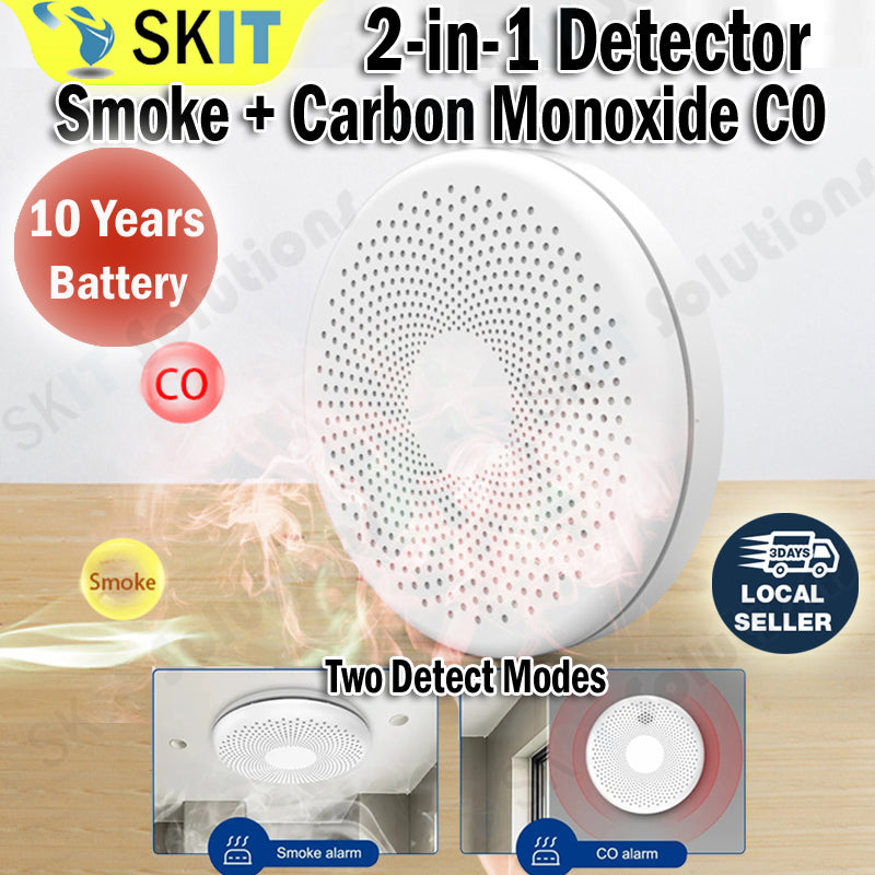 2in1 Combination Smoke Carbon Monoxide CO Detector 10yr Battery Home Wireless Smart WiFi Fire Alarm