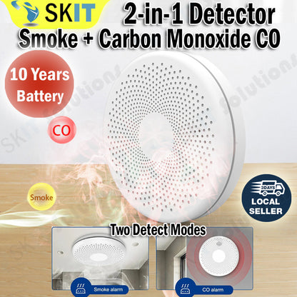 2in1 Combination Smoke Carbon Monoxide CO Detector 10yr Battery Home Wireless Smart WiFi Fire Alarm