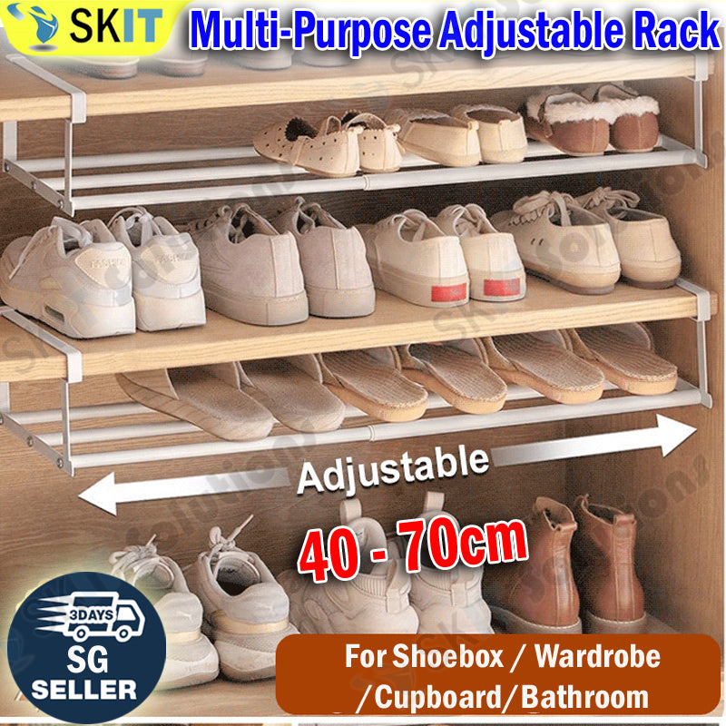 Retractable Shoe Rack Adjustable Storage Organizer Layered Partition Space-Saving Cabinet Wardrobe