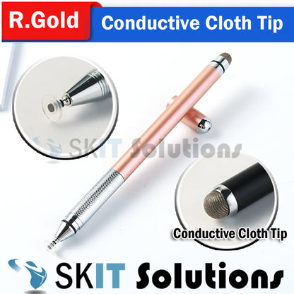 Silicone Rubber/Conductive Cloth Tip 2in1 Passive Capacitive Stylus Touch Pen Tablet Drawing Pencil