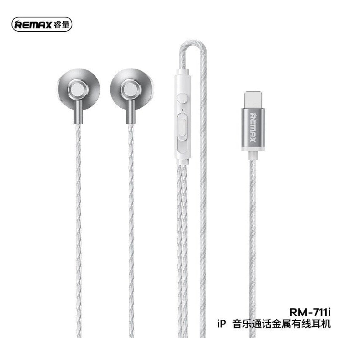 Remax RM-711i Wired In-Ear Earphone HD Sound Volume Control Microphone for iPhone with Lightning