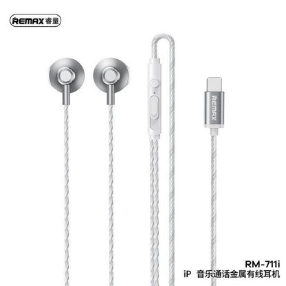 Remax RM-711i Wired In-Ear Earphone HD Sound Volume Control Microphone for iPhone with Lightning