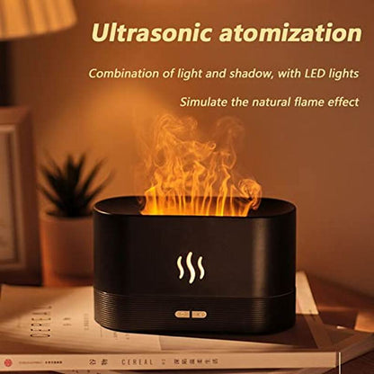 Mini Desktop Air Humidifier Flame Effect LED Light Lamp Aroma Cool Mist Ultrasonic Diffuser Essential Oil Aromatherapy