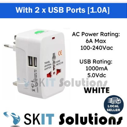 Universal / International / Worldwide Travel Adaptor All-In-One with USB / Type-C Charging Ports