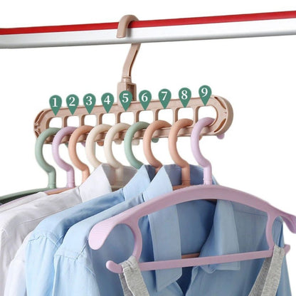 9-Hole Magic Clothes Hanger Foldable Space Saving Wardrobe Closet Organizer Anti-Slip - 5 Colors