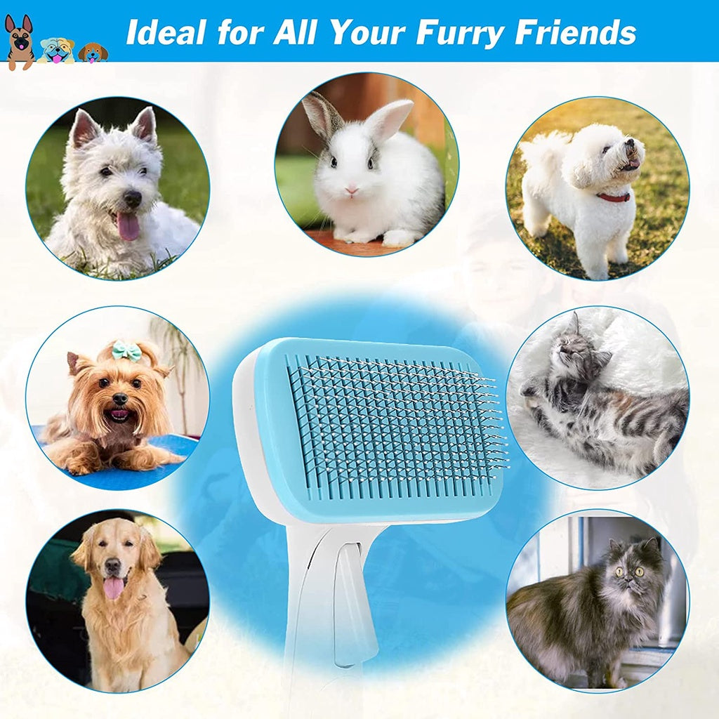 Self-Cleaning Pet Grooming Brush for Cats & Dogs