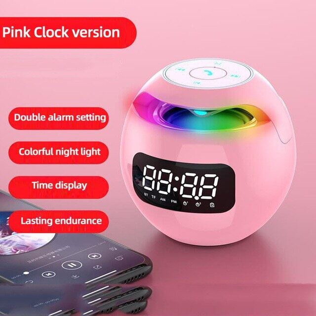 Mini Ball Wireless LED Display Alarm Clock Bluetooth 5.0 Speaker TF Card FM Radio Music Player Mic