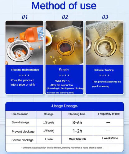 500ml Duer Pipe Dredge Gel Powerful Clog Remover for Toilet Kitchen Sewer Drain Cleaner Deodorizer