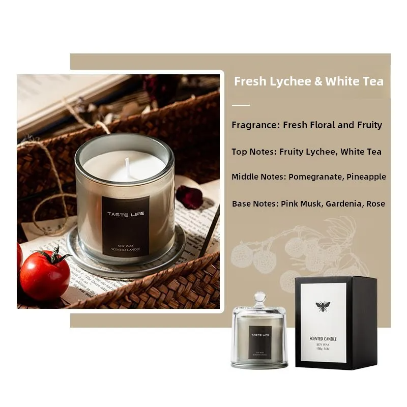 Scented Candle Essential Oil Soy Wax Luxury Glass Jar Home Fragrance Aromatherapy Lavender Rose