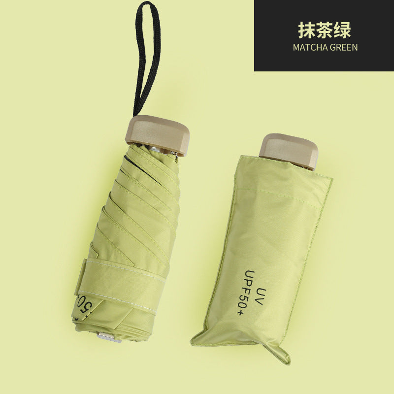 Mini Pocket Folding Tiny Umbrella Light Weight 5 Fold 6 Ribs Anti UV Coating Protection UPF50+ Windproof WaterProof