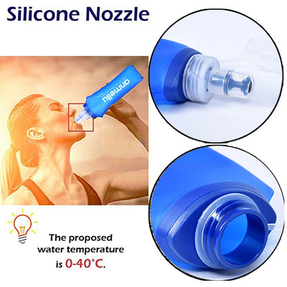 NEWBOLER TPU Soft Silicone Flask Foldable Water Bottle 150ml 250ml 500ml 750ml for Outdoor Sports