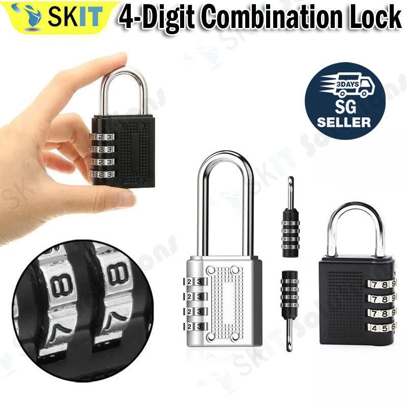 4-Digit Combination Padlock Number Code Lock Resettable Security Lock ...
