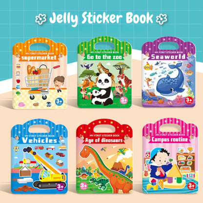 Children's Portable Jelly Sticker Book Reusable Stickers Early Education Educational Painting Cartoon Toys Kids Toddlers