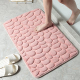Cobblestone Embossed Bathroom Bath Mat Memory Foam Rugs Shower Room Absorbent Non-Slip Pad Floor Carpets Doormat