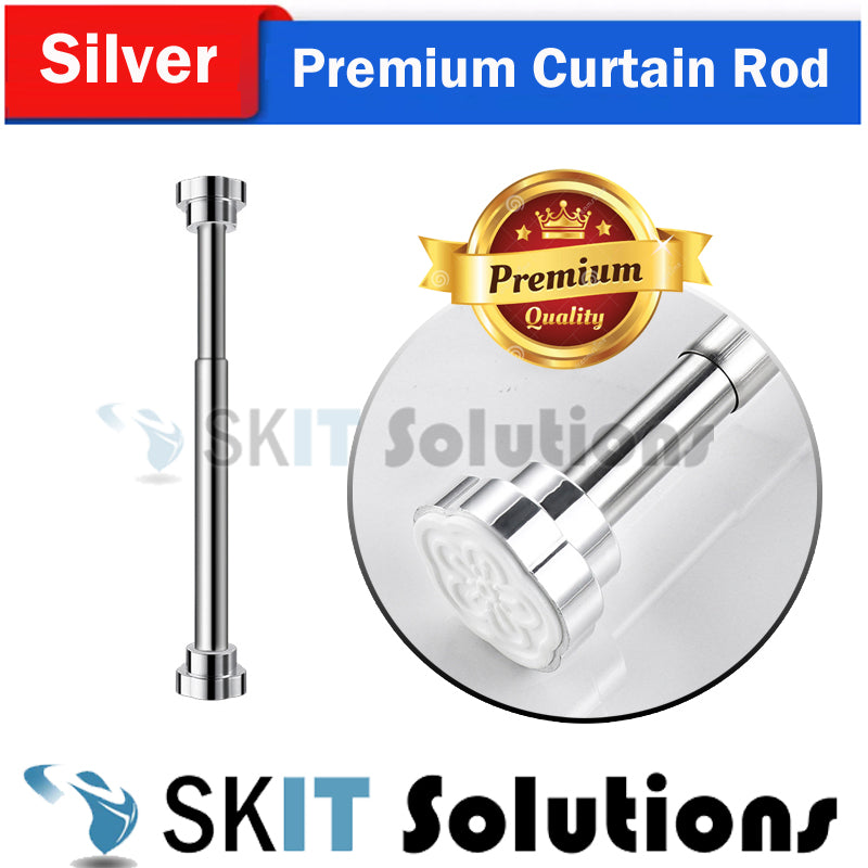 【SG Seller】Premium Black Window Curtain Shower Rod Pole, NO DRILL HOLE, Practical Stainless Steel Round Head Extendable Telescopic Curtain Rod Multifunctional Tension Rod for Bathroom, Balcony, Kitchen, Laundry, Living bedroom, Cupboard, Diameter 2.2cm,