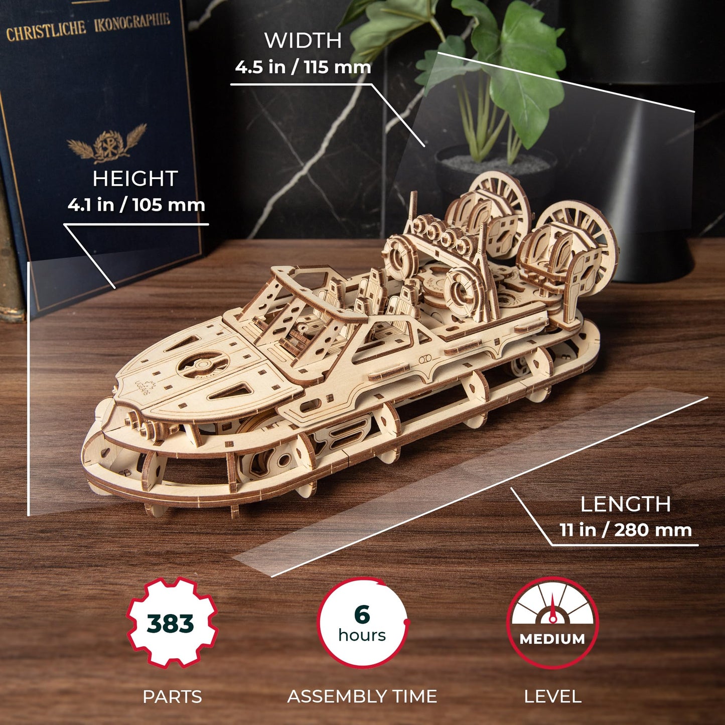 Ugears Rescue Hovercraft 3D Mechanical Model Wooden Puzzle DIY Kits