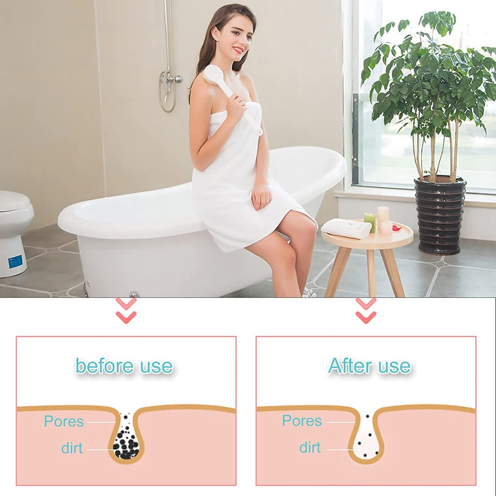 Long Handle Bath Brush Soft Bristles Back Scrubber Massage Shower Body Cleaning Exfoliating Tool