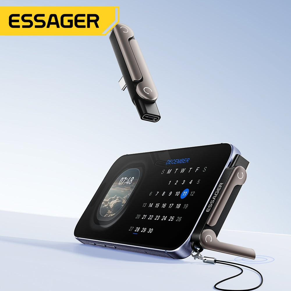 Essager 2in1 Phone Stand Holder Bracket OTG Adapter USB C to C / C to Lighting for Smartphone Tablet