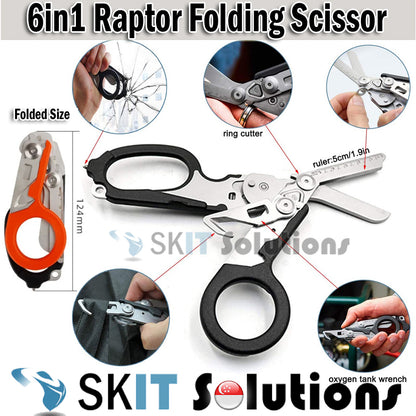 6in1 Raptor Folding Scissors Shears Rescue Tactical First Aid Kits Foldable Outdoor Survival Tool