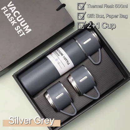 3in1 Thermal Flask Gift Set 500ml SUS304 Vacuum Insulated Water Bottle 3 Cups Christmas Corporate