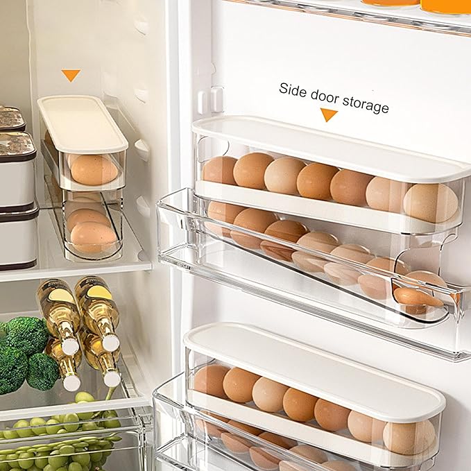 12 Grid Egg Slide Organizer Automatic Scrolling Rack Holder Storage Container Dispenser Basket Bin