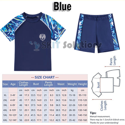 2PCS Boys Swimsuit Kids Swimwear Set Quick Dry Rash Guard Swim Trunks+Top Swimming Suit Wear 3-14Yrs