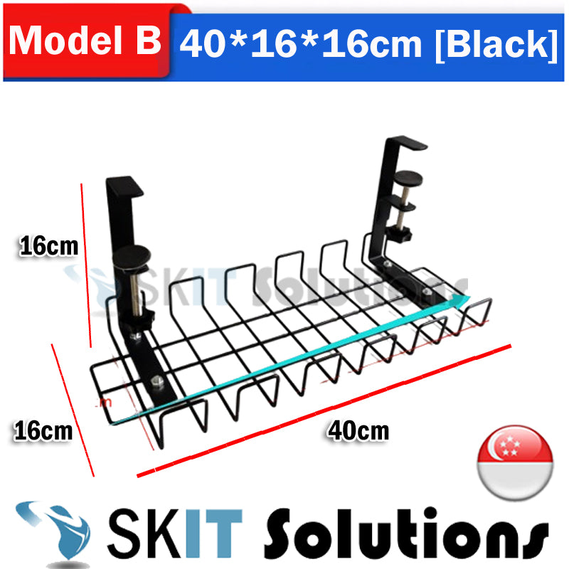 Under Desk Cable Organizer No Drill Clamp Wire Management Tray Extension Cord Charger Storage Rack