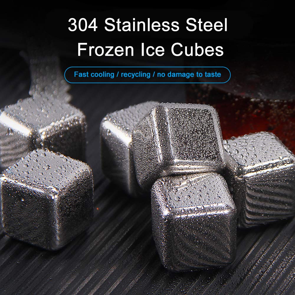 Rapid Cooling Stainless Steel Ice Cube 304 Reusable Set Kit Tongs Tray Beer Wine Whiskey Cocktail