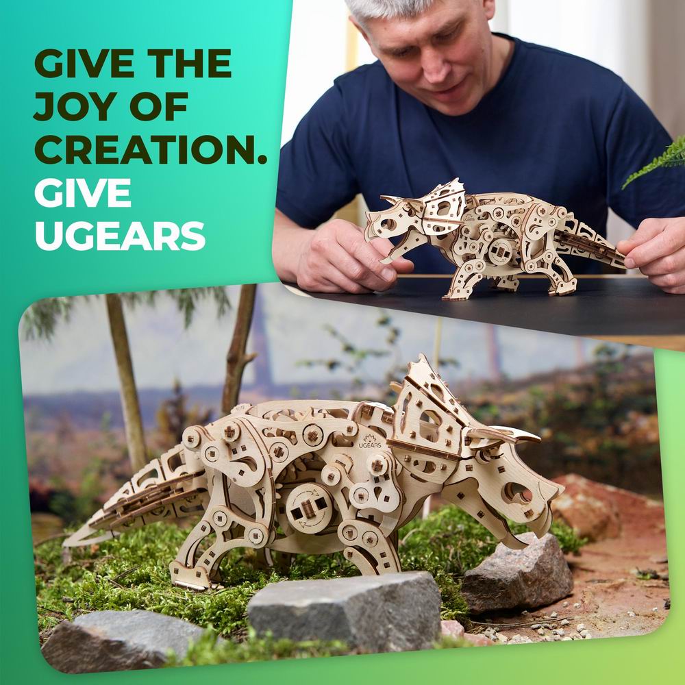 UGEARS Triceratops Dinosaur Wooden Model Kit
