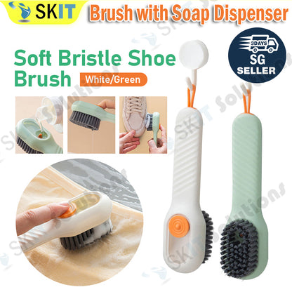 Press Type Liquid Shoe Laundry Clothes Cleaning Brush Refillable Soft Bristles Long Handle Detergent
