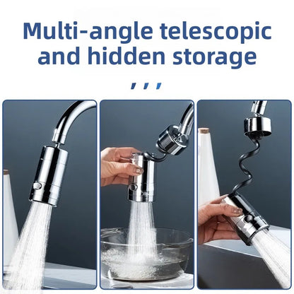 30cm Hidden Retractable Kitchen Faucet Extender 360° Rotating Telescopic 2 Mode Pull Out Sprayer Tap