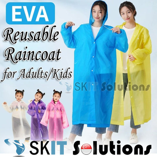 Extra Thick EVA Raincoat Waterproof Non-Disposable Poncho Rain Coat Breathable Unisex for Adult Kids