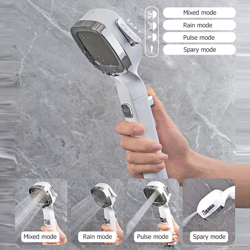 4 Modes High Pressure Showerhead with Filter Strong Powerful Pressurized Booster Shower Head Nozzle Sprayer Sprinkler