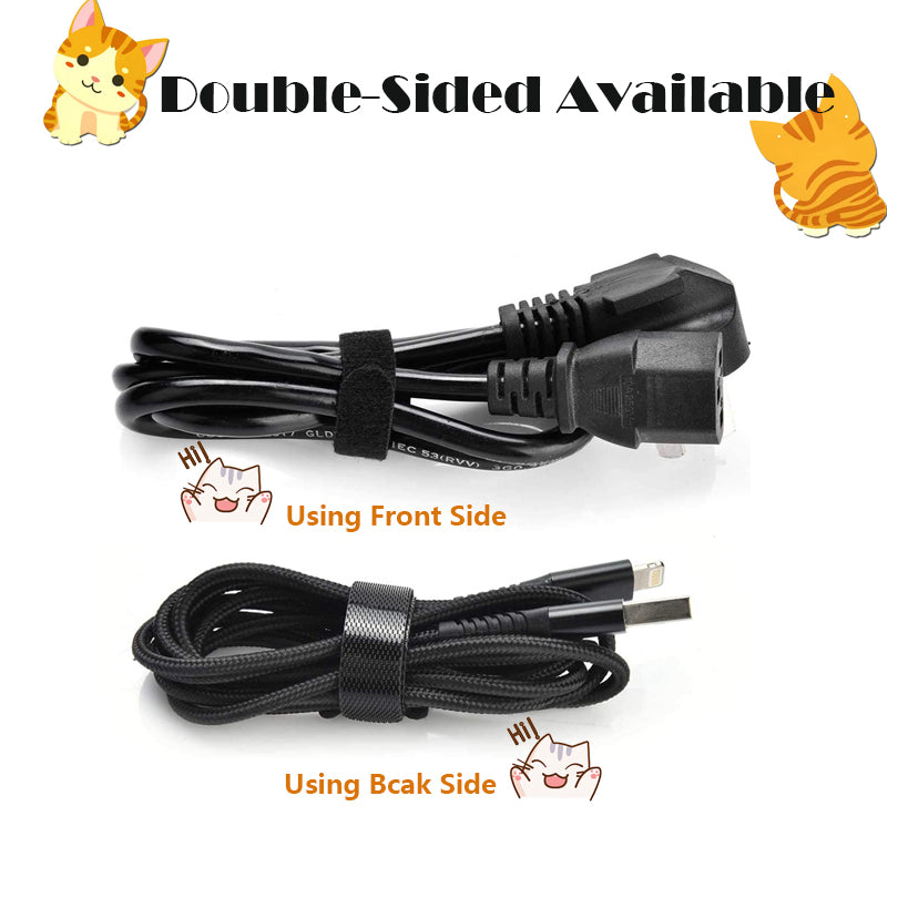 60pcs T-Type Velcro Nylon Cable Ties Reusable Adjustable Hook Loop Wire Management Cord Organizer
