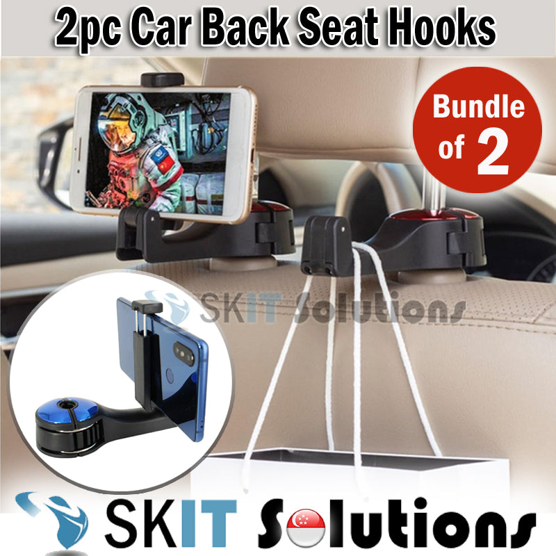 2Pack Car Back Seat Hooks Vehicle Headrest Mobile Phone Mount Holder Hanger for Holding Smartphones Hanging Bag Grocery