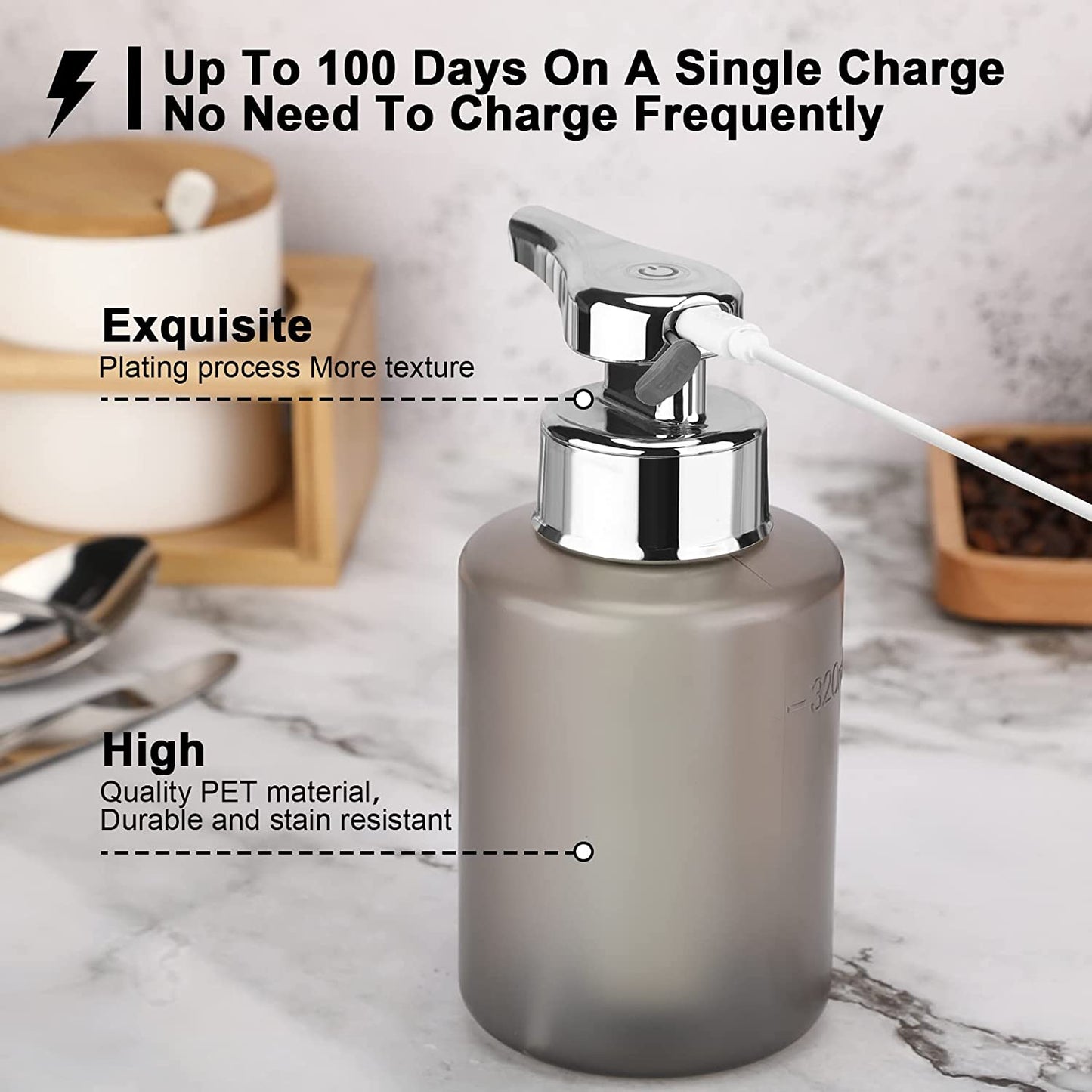 Rechargeable Automatic Soap Dispenser Foam/Liquid Hand Free Touchless Smart Auto Dish for Bathroom