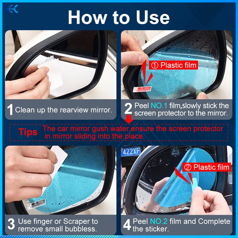 2PCS Anti-Rain Car Side Rearview Mirror Window Rainproof Film Anti-Fog Waterproof Protective Sticker