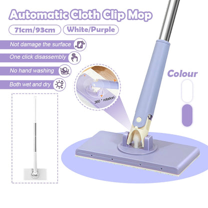 Automatic Cloth Changing Mini Mop Hands-Free With Face Towels Hand-Free Wash Rotating Mop Push-Pull