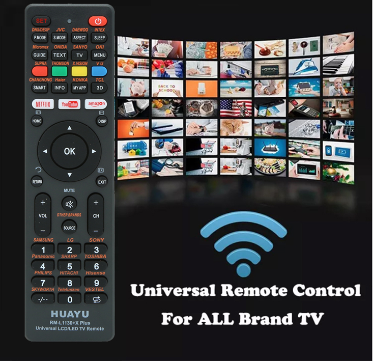 Huayu RM-L1130+X Plus Universal Majority Brands LED LCD TV Remote Control For Samsung Sony Sharp Philips LG Hitachi JVC Panasonic Toshiba Hisense Skyworth Sanyo Thomson TCL OKI Haier Konka Daewoo