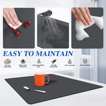 Kitchen Sink Absorbent Mat Dish Drying Draining Anti-Mould Diatomite Absorption Placemat Drain Pad