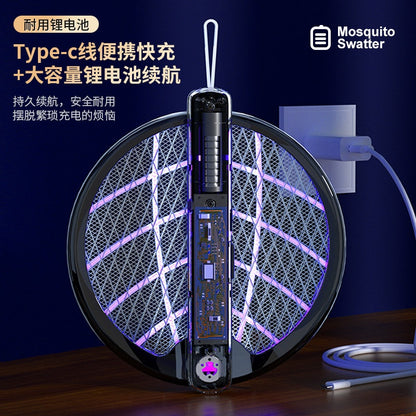 3in1 Electric Mosquito Swatter UV Light Lamp Trapper USB Rechargeable Bug Fly Zapper Killer Racket