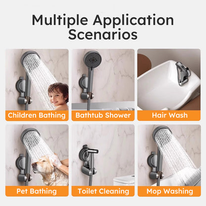 Adjustable Shower Head Suction Cup Holder Showerhead Bracket No Drill FREE Wall Mount Bathroom Bidet