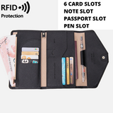 RFID Blocking Anti-Theft Travel PU Leather Wallet Passport Holder Cash Credit Card Organizer Protection Pouch Case Cover