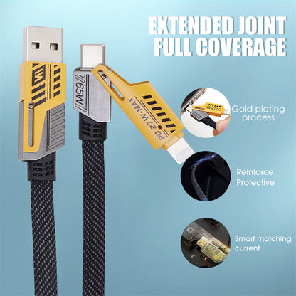 1M/1.5M/2M 4 In 1 65W 27W Super Fast Charging Mobile Phone Data Cable Type-C/USB To C/IOS Charger