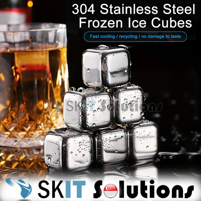 Rapid Cooling Stainless Steel Ice Cube 304 Reusable Set Kit Tongs Tray Beer Wine Whiskey Cocktail