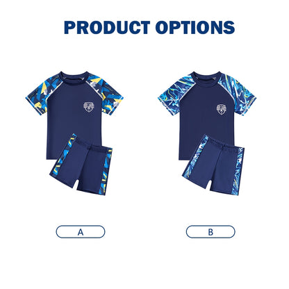2PCS Boys Swimsuit Kids Swimwear Set Quick Dry Rash Guard Swim Trunks+Top Swimming Suit Wear 3-14Yrs