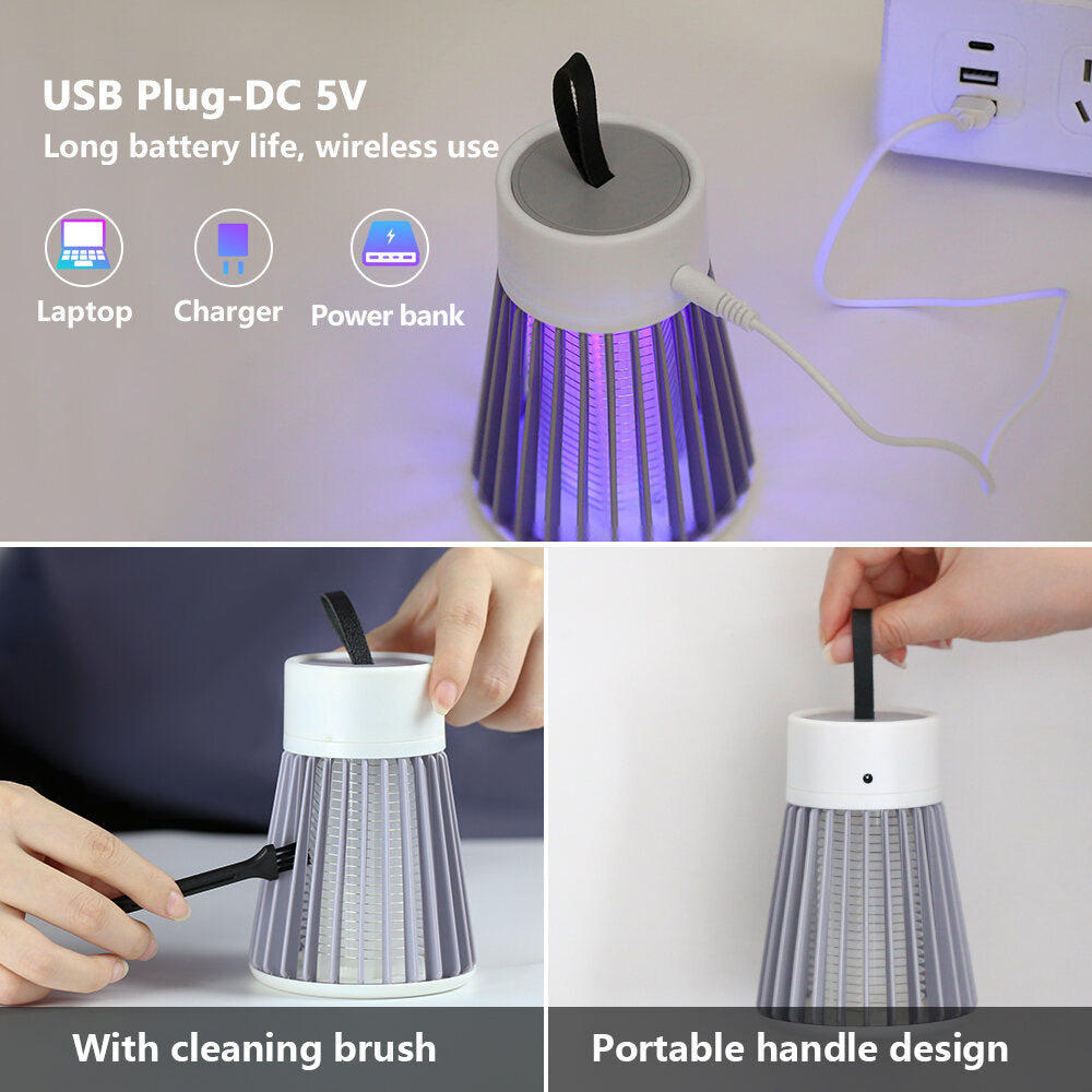UV Mosquito Killer Lamp Electric Shock USB Rechargeable Insect Trap Zapper Repellent Fly Catcher